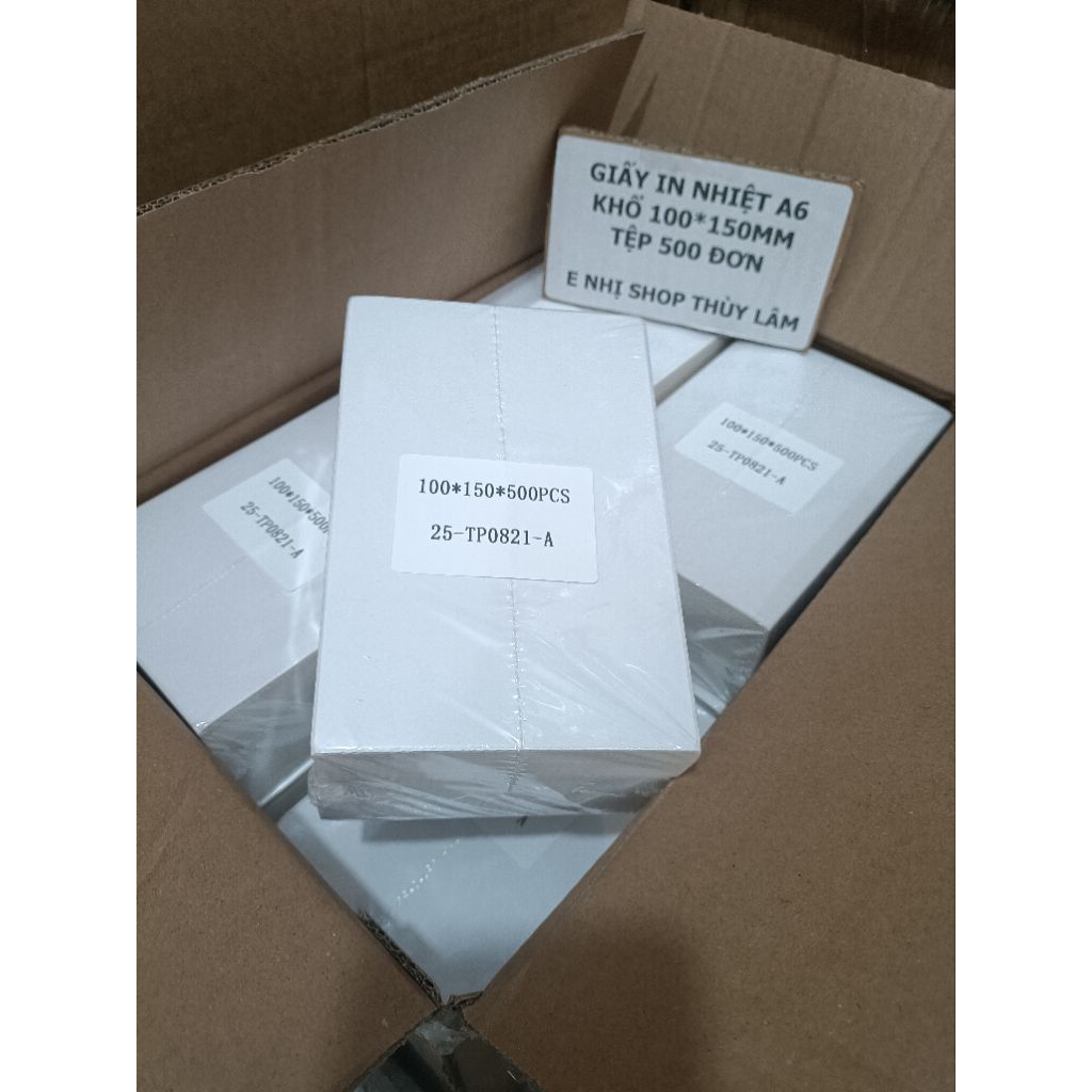Giấy in nhiệt A6 tệp 500 tờ, Tem nhiệt a6 in đơn Shopee - Giấy in đơn hàng TMĐT
