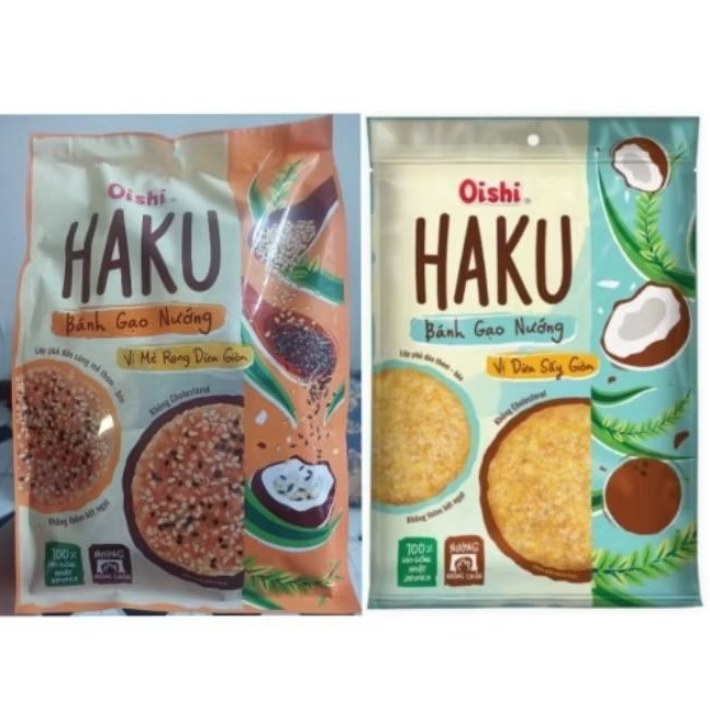 Bánh gạo Oishi Haku vị dừa sấy giòn/ mè rang