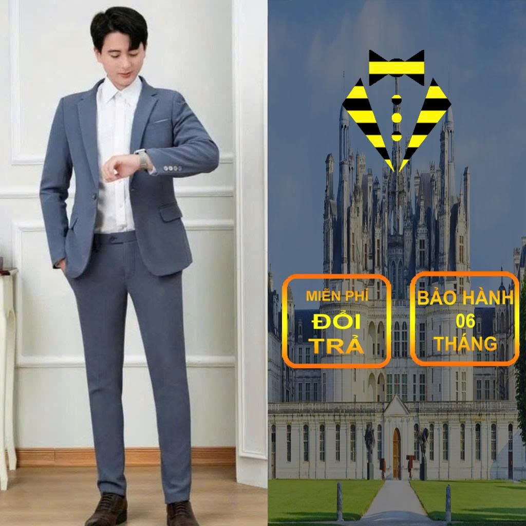 Bộ Vest Nam trẻ Phong Cách Hàn Quốc Kiểu Dáng Basic, Lịch Lãm vải mềm mịn không nhăn không xù