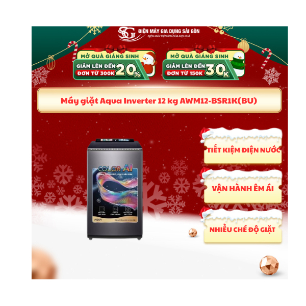 Máy giặt Aqua Inverter 12 kg AWM12-BSR1K(BU)