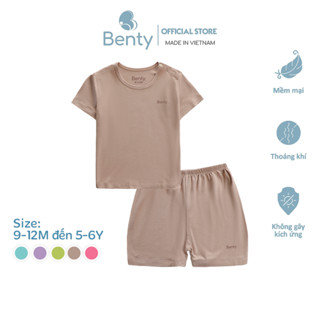 Bộ cộc tay cài vai trơn basic BENTY dễ thương, thoáng mát mềm mịn, đồ bộ cao cấp cho bé