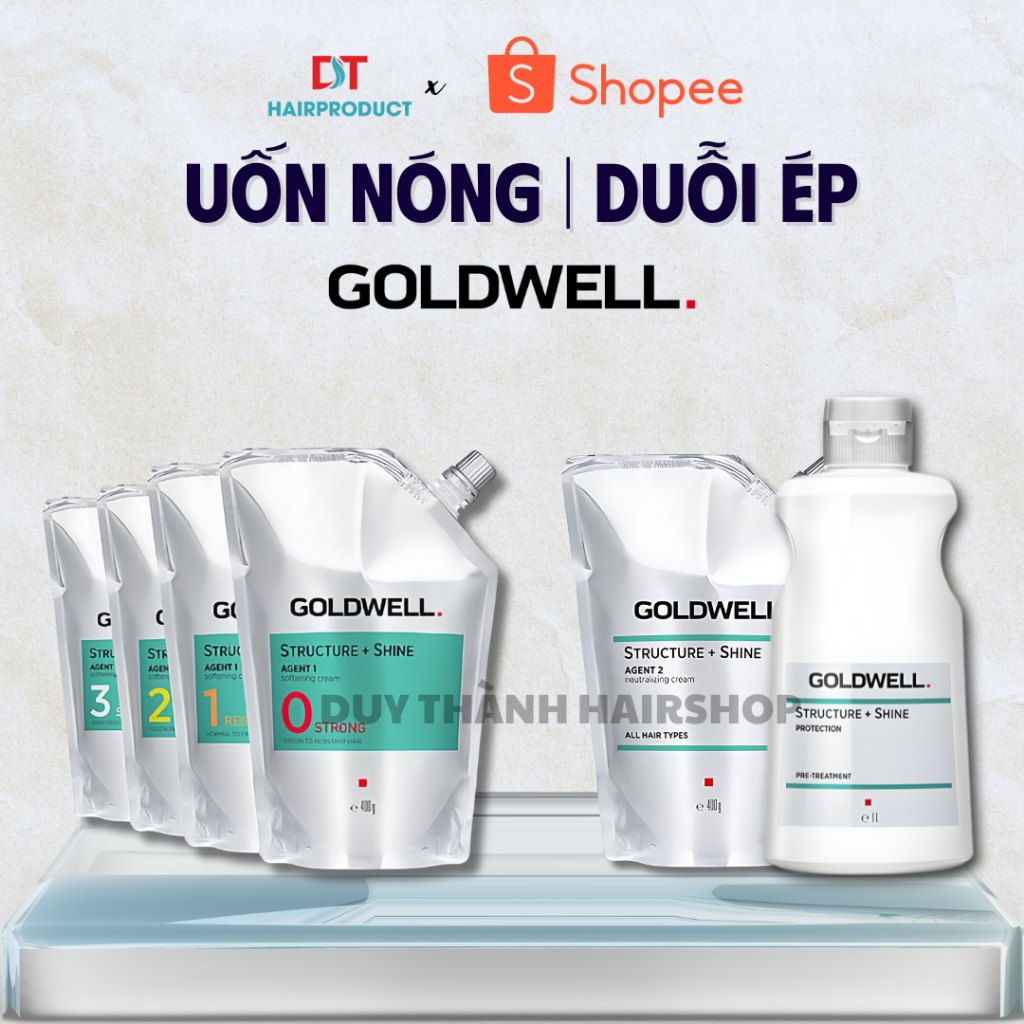  Uốn Nóng Ép Duỗi Tóc GOLDWELL Chính Hãng 400g – Thuốc Uốn Sóng Xoăn Bồng Bềnh Ép Thẳng Bóng Mượt. 