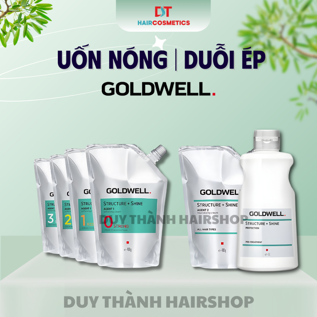Thuốc Uốn Nóng, Ép Duỗi Tóc GOLDWELL Chính Hãng 400g – Uốn Sóng Xoăn Bồng Bềnh, Ép Thẳng Bóng Mượt.