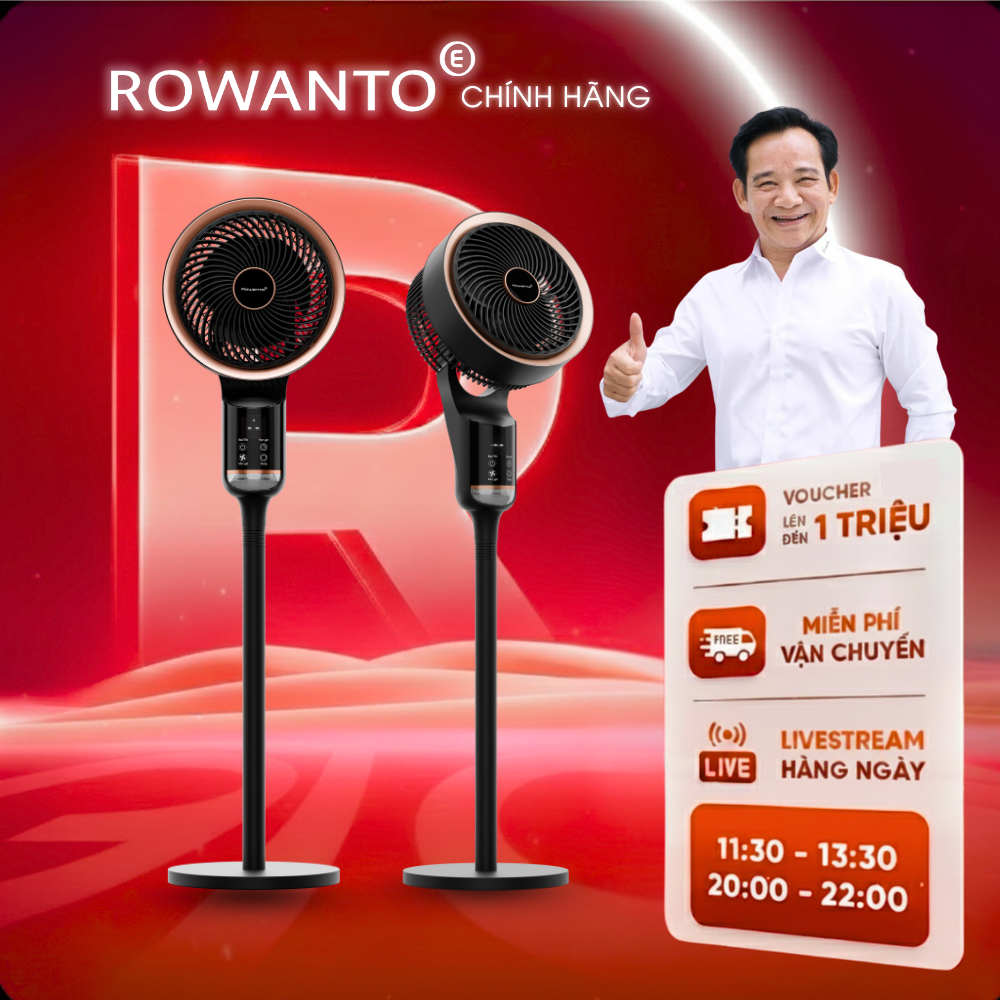 Quạt Thông Minh AI Điều Khiển Bằng Giọng Nói Rowanto RF25, Công Nghệ Làm Mát Độc Quyền,BH 12 tháng