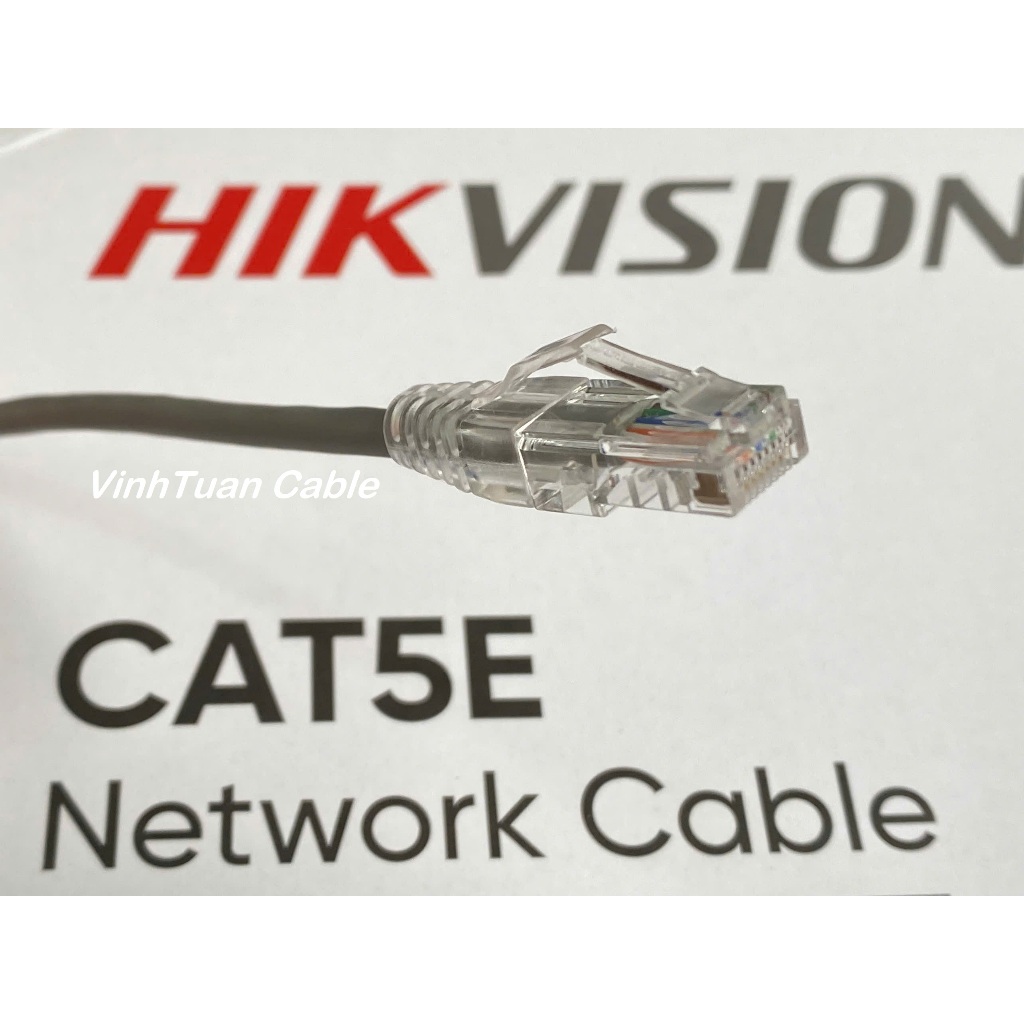 Cáp mạng CAT5E HIKVISION DS-1LN5EUEC0 - Lõi Đồng Nguyên Chất 0.45mm -  Bấm sẵn hai đầu mạng Cat5e Ve