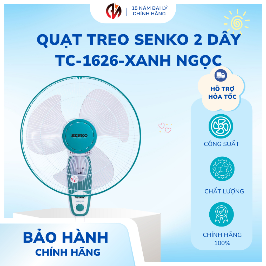 Quạt treo tường Senko 2 dây TC1626