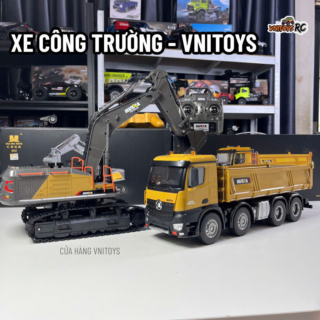 Xe Múc Điều Khiển Từ Xa HUINA 1592 1/14 22 kênh – Xe Cần Cẩu RC Đa Chức Năng, Xích Leo Địa Hình