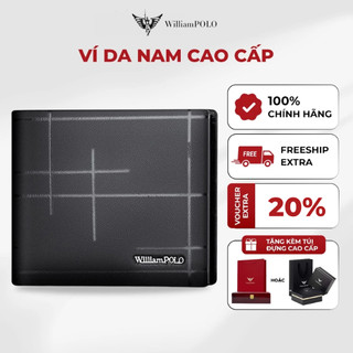  Ví da nam William Polo bóp da cao cấp thiết kế kẻ sọc đơn giản sang trọng - POLO211563 S 