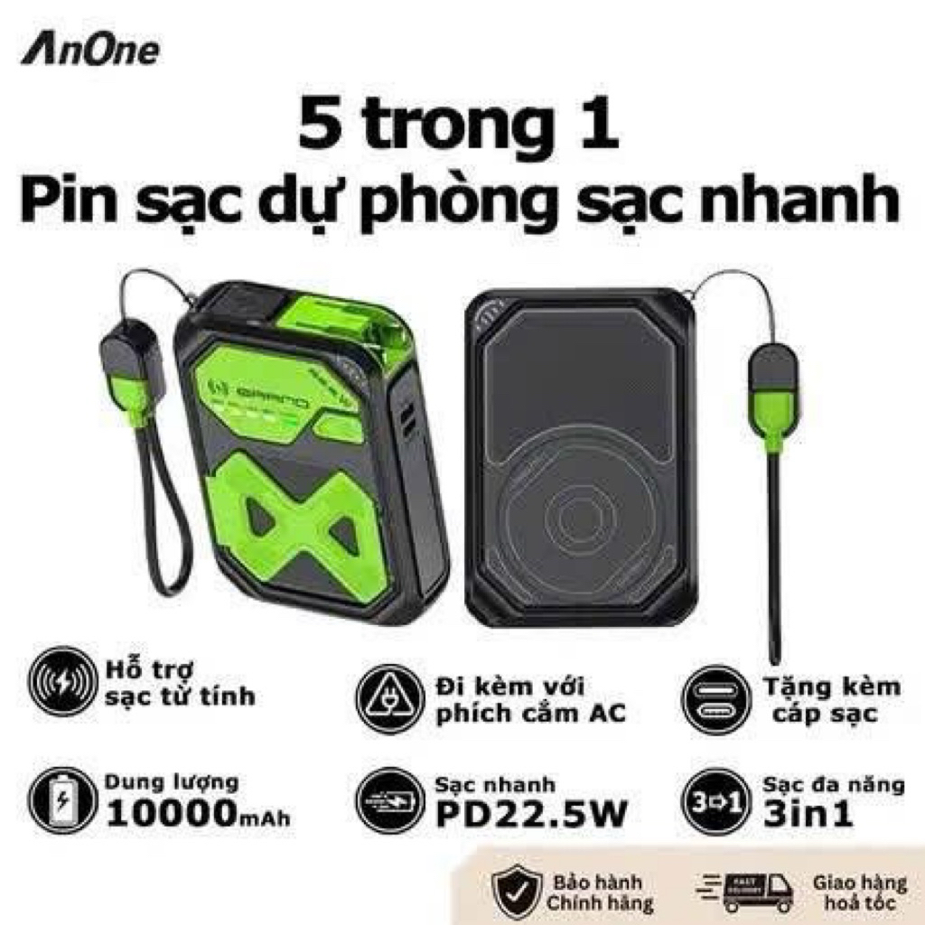PIN SẠC DỰ PHÒNG NOHON 10000mAh 5IN1 – NHỎ GỌN, ĐA NĂNG, SẠC CỰC TIỆN, CÓ CCC