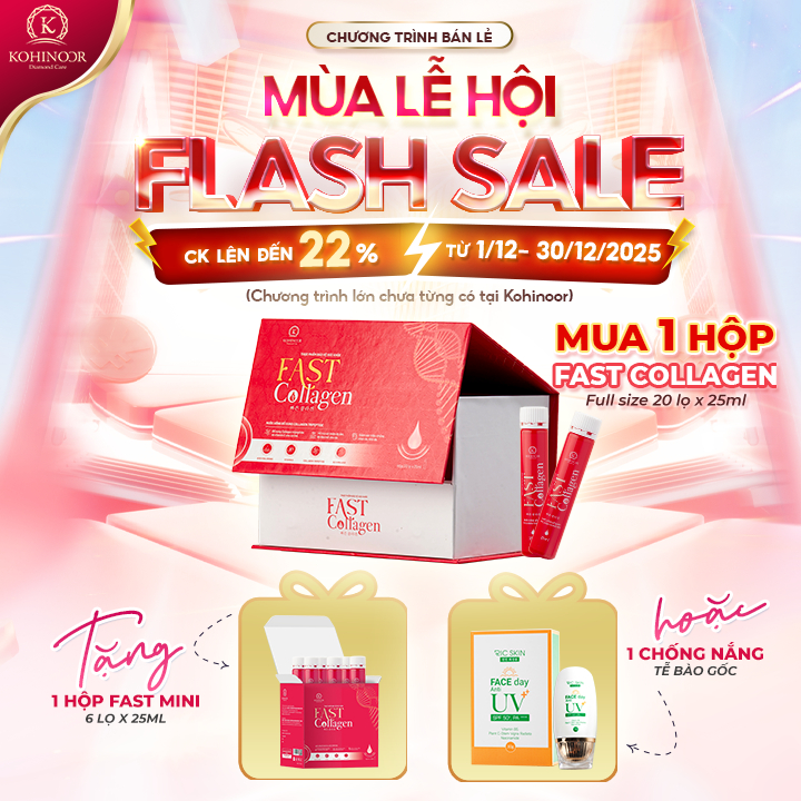Nước uống Collagen - Fast Collagen Kohinoor, ngăn ngừa lão hóa, tái tạo da, giảm nếp nhăn - 20 lọ 25