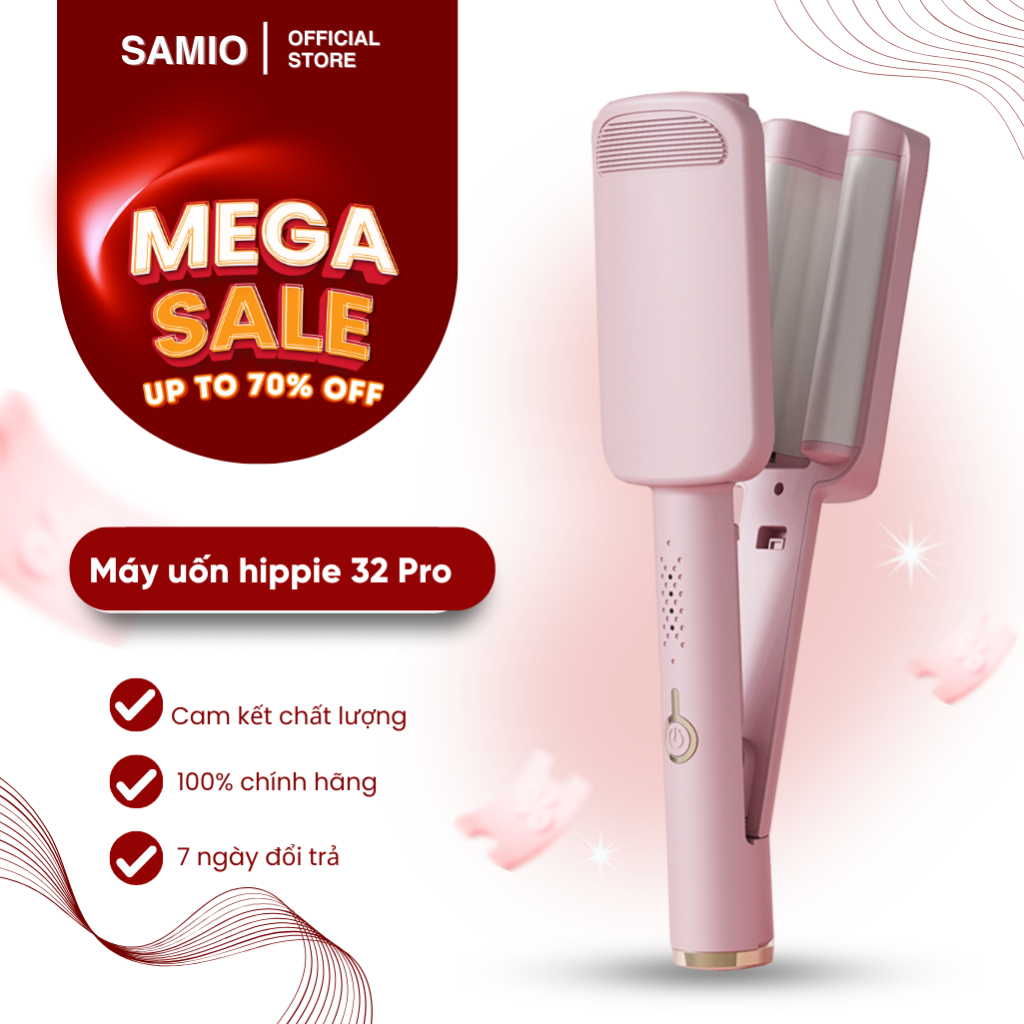  Máy Uốn Tóc Xoăn Sóng Nước Hippie 32 Pro 2025 3 Trục Lọn To Cao Cấp Máy Làm Xoăn Sóng Nước Chỉnh Nhiệt Tạo Kiểu - Samio 