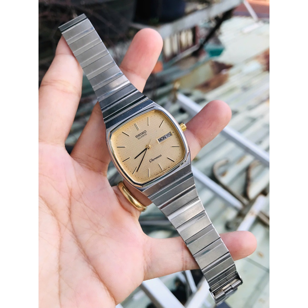 Đồng hồ nam si Nhật Seiko tank lụa 2 lịch size 32mm dây khoá trượt