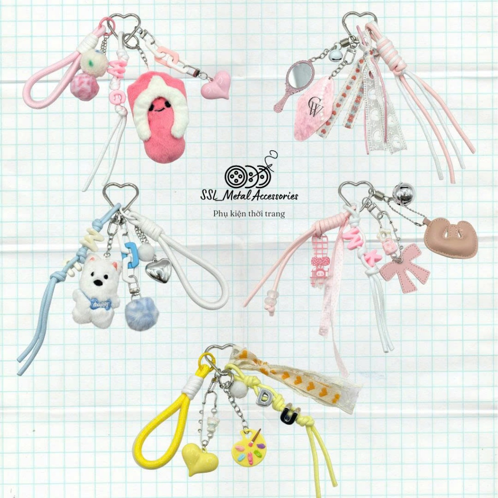 (1 cái) Charm túi xách gấu nhiều màu sắc dễ thương, phụ kiện đeo túi xách balo TM015, TM047 #ssl_accessories