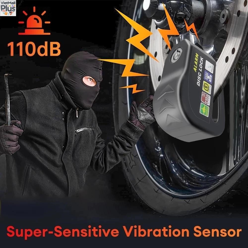 Ổ Khoá Phanh Đĩa Xe Máy Báo Động Có Còi Hú Alarm Disc Lock, Chống Nước An toàn, Chắc Chắn