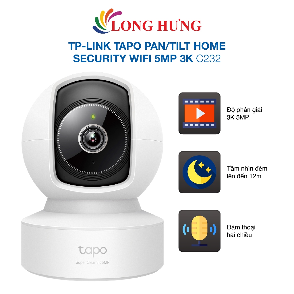 Camera trong nhà TP-Link Tapo Pan/Tilt Home Security Wifi 5MP 3K C232 - Hàng chính hãng