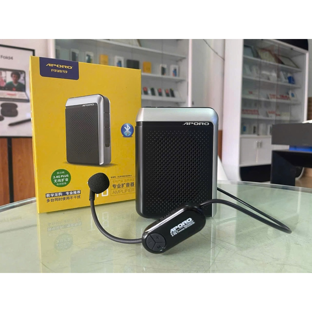 Máy trợ giảng APORO T18 2.4g PLUS NEW 2025 mẫu Mic đen
