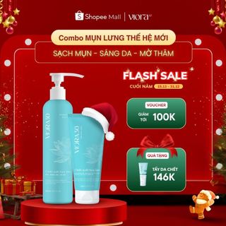  Combo Sữa Tắm & Kem Mụn Lưng Viora 30 Thế Hệ Mới - "Say Bye" Mụn Lưng Da Sáng Khỏe Mờ Thâm Mụn 
