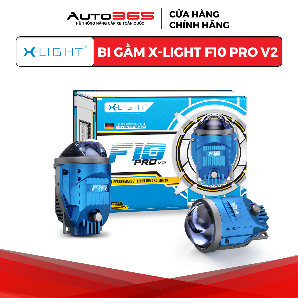 Đèn bi gầm X-Light F10 Pro V2 tích hợp 3 nhiệt màu - Bản nâng cấp - Phù hợp cho mọi dòng ô tô - Auto