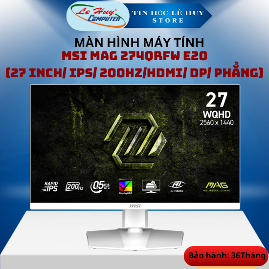 Màn Hình LCD MSI MAG 274QRFW E20 (27 INCH/ IPS/ 200HZ/HDMI/ DP/ PHẲNG) - Hàng Chính Hãng