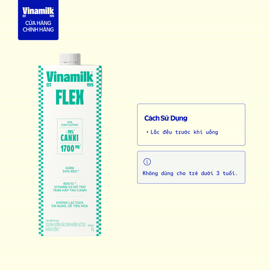 Thùng 12 Hộp Sữa Dinh Dưỡng Flex Giàu Canxi Không Lactoza 1L | BigBuy360 - bigbuy360.vn