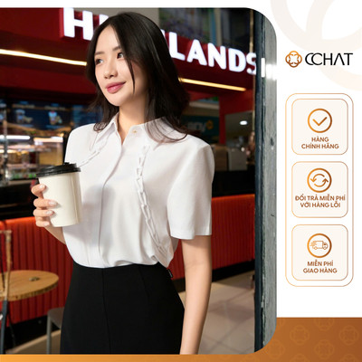 Áo Sơ Mi Nữ 𝐂𝐂𝐇𝐀𝐓 Dáng Suông Kiểu Solid Chất Liệu Mango Cao Cấp 15FNE2024ST