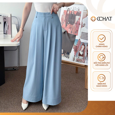 Quần Ống Rộng 𝐂𝐂𝐇𝐀𝐓 Dáng Suông Tencel Chất Liệu Đũi Mềm Mại 15QDD2068ST