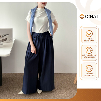 Quần Ống Rộng 𝐂𝐂𝐇𝐀𝐓 Dáng Suông Cạp Chun OR Chất Liệu Mềm Mịn Cao Cấp 15QDD2083ST
