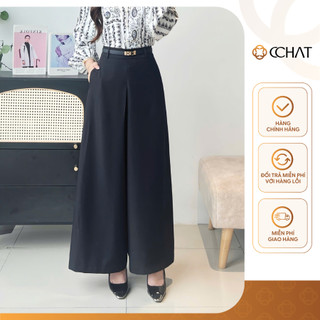  Quần Ống Rộng CCHAT Dáng Suông Giả Váy Hoa Lilies Chất Liệu Mango Cao Cấp 15QDE5001ST 