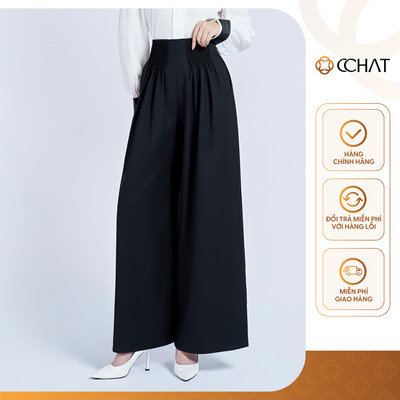 Quần Ống Rộng 𝐂𝐂𝐇𝐀𝐓 Dáng Suông Cạp Ly Bấu Chất Liệu Tuytsi Cao Cấp 15QDS2023ST