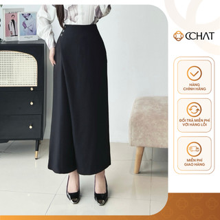  Quần Ống Rộng CCHAT Dáng Suông Giả Váy Violet Chất Liệu Tuytsi Cao Cấp 15QDS2036ST 