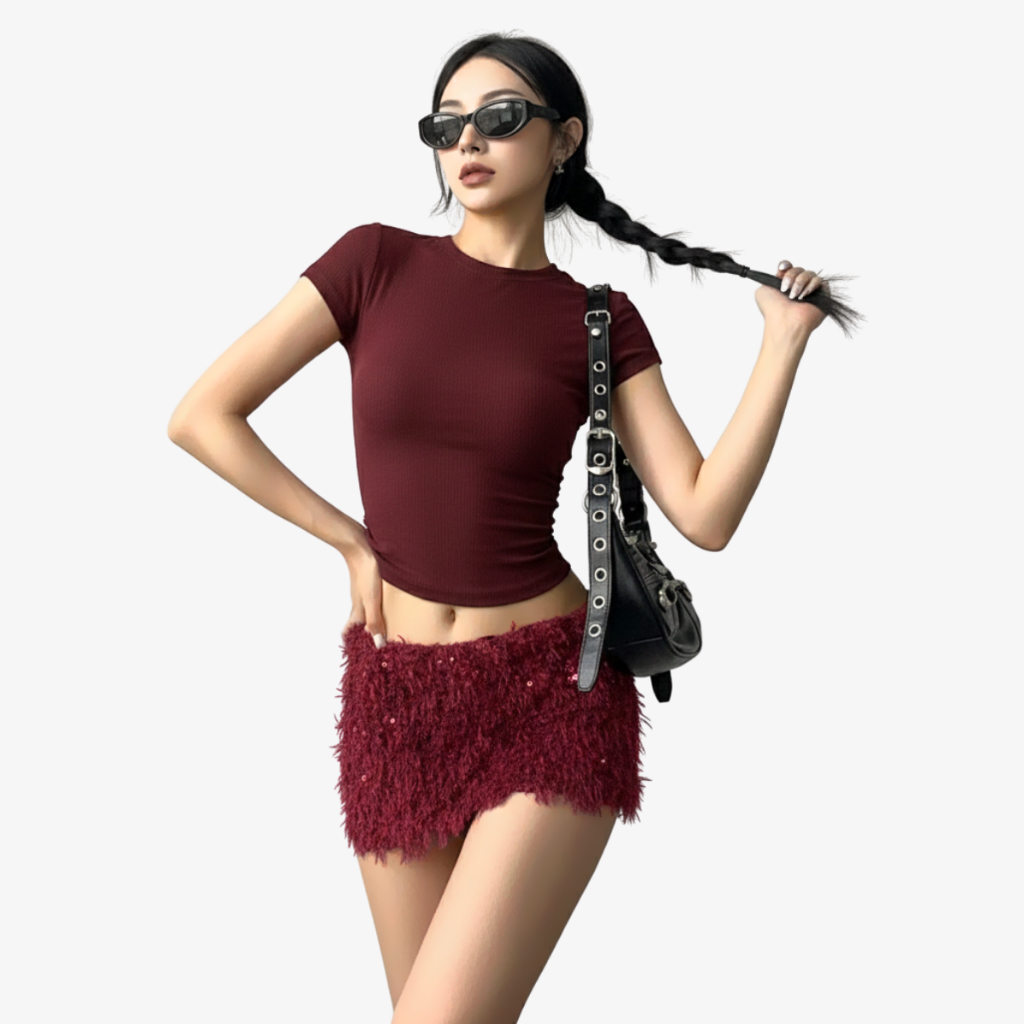 Chân Váy Cạp Trễ Chất Lông Kim Sa Kiểu Lấp Lấp Sang Chảnh By ChaBon CB23 | BigBuy360 - bigbuy360.vn