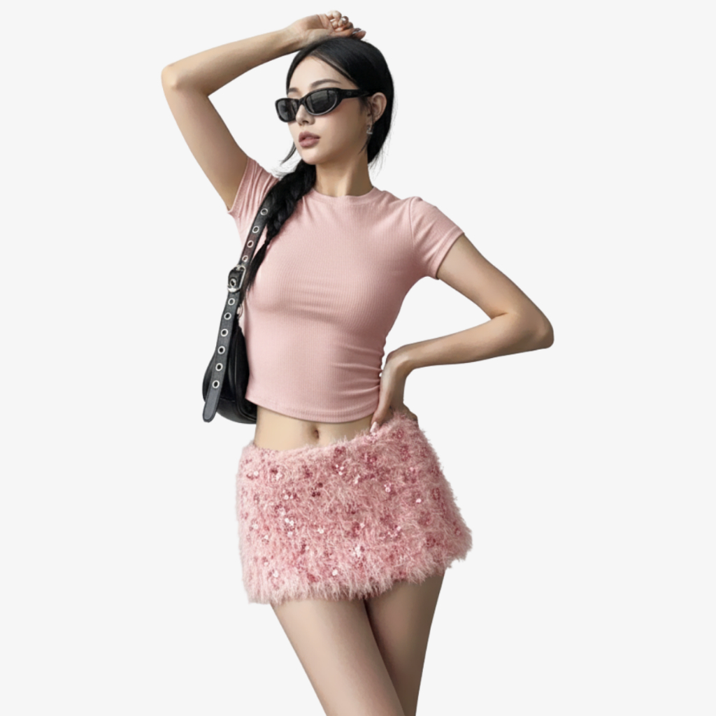 Chân Váy Cạp Trễ Chất Lông Kim Sa Kiểu Lấp Lấp Sang Chảnh By ChaBon CB23 | BigBuy360 - bigbuy360.vn