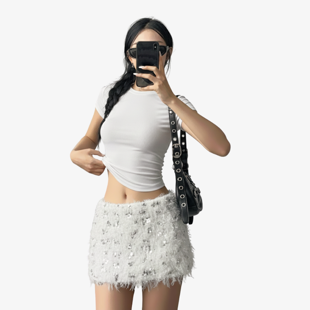 Chân Váy Cạp Trễ Chất Lông Kim Sa Kiểu Lấp Lấp Sang Chảnh By ChaBon CB23 | BigBuy360 - bigbuy360.vn