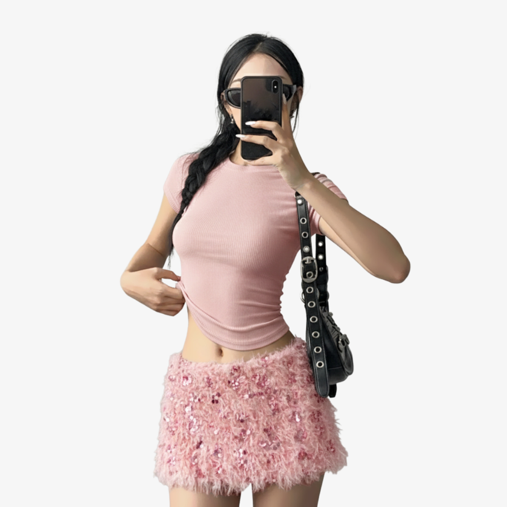 Chân Váy Cạp Trễ Chất Lông Kim Sa Kiểu Lấp Lấp Sang Chảnh By ChaBon CB23 | BigBuy360 - bigbuy360.vn