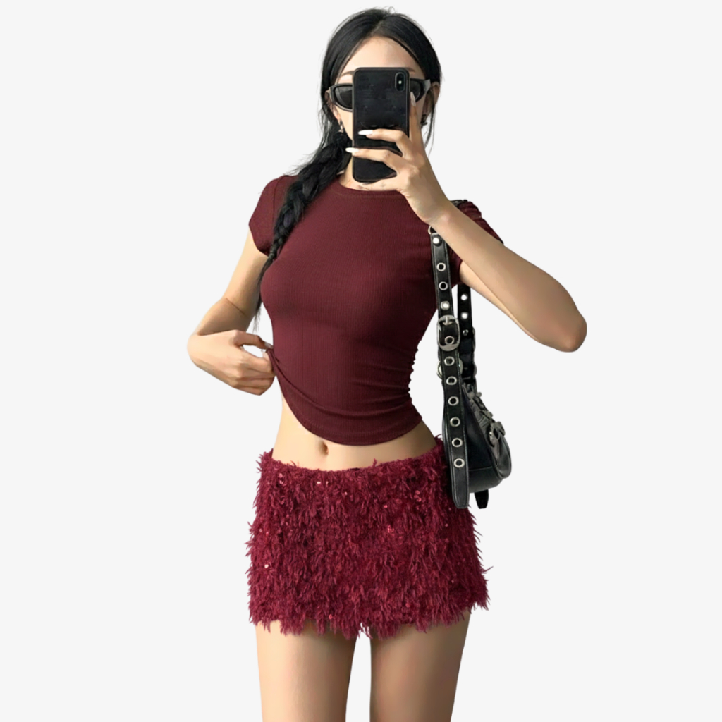 Chân Váy Cạp Trễ Chất Lông Kim Sa Kiểu Lấp Lấp Sang Chảnh By ChaBon CB23 | BigBuy360 - bigbuy360.vn