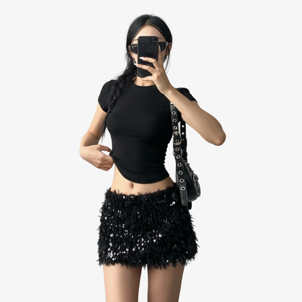 Chân Váy Cạp Trễ Chất Lông Kim Sa Kiểu Lấp Lấp Sang Chảnh By ChaBon CB23 | BigBuy360 - bigbuy360.vn