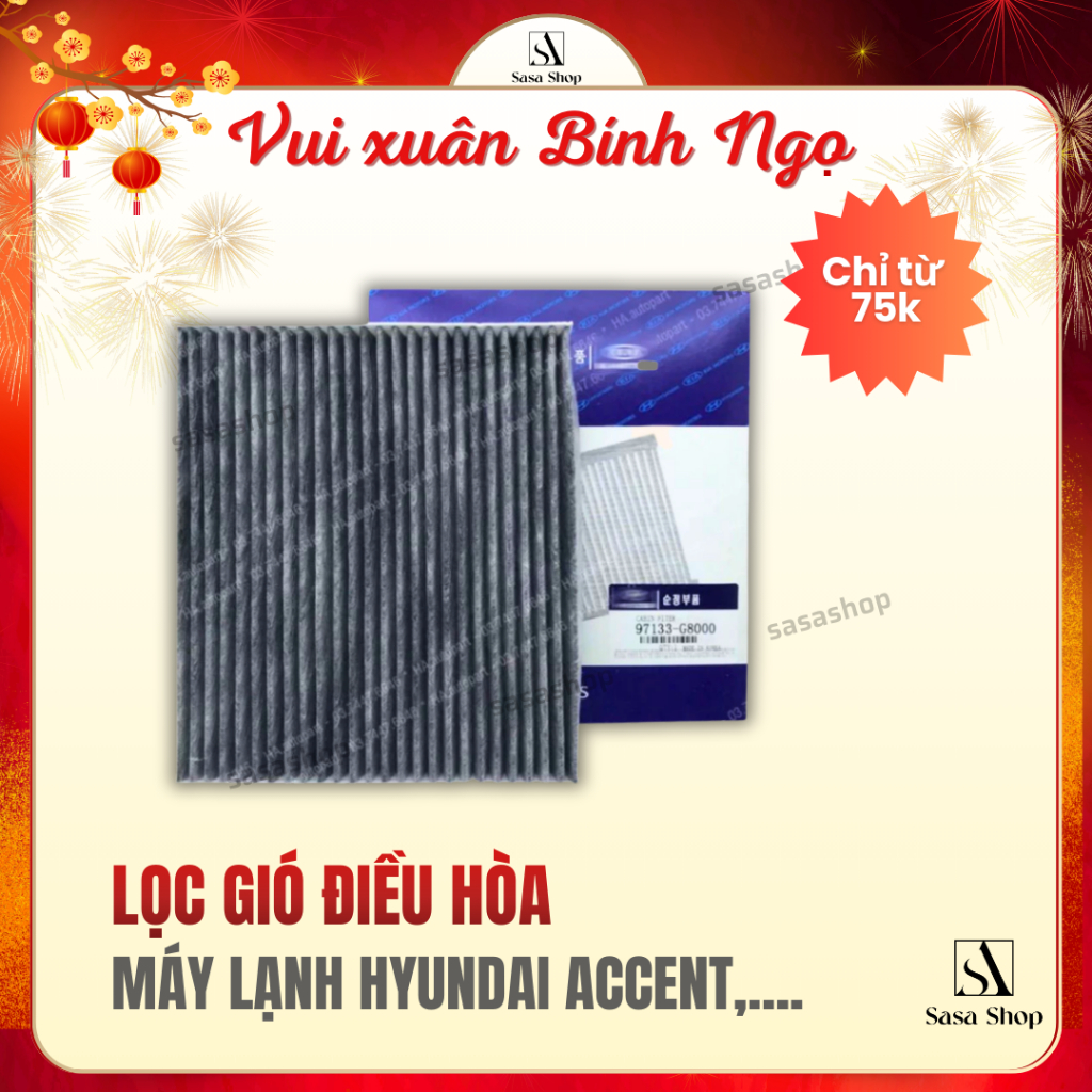 Lọc gió điều hòa, máy lạnh Hyundai Accent(18-23),Tucson(16-23), Sonet, Kona(97133D1000/97133D3000/97