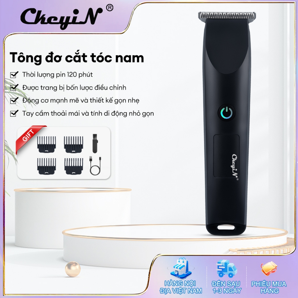 CkeyiN Tông Đơ Cắt Tóc Cạo Râu Điện Tử USB Không Dây Có Thể Sạc Lại Cho Nam Và Nữ Bộ Máy Cạo Râu Cắt Tóc RD017B