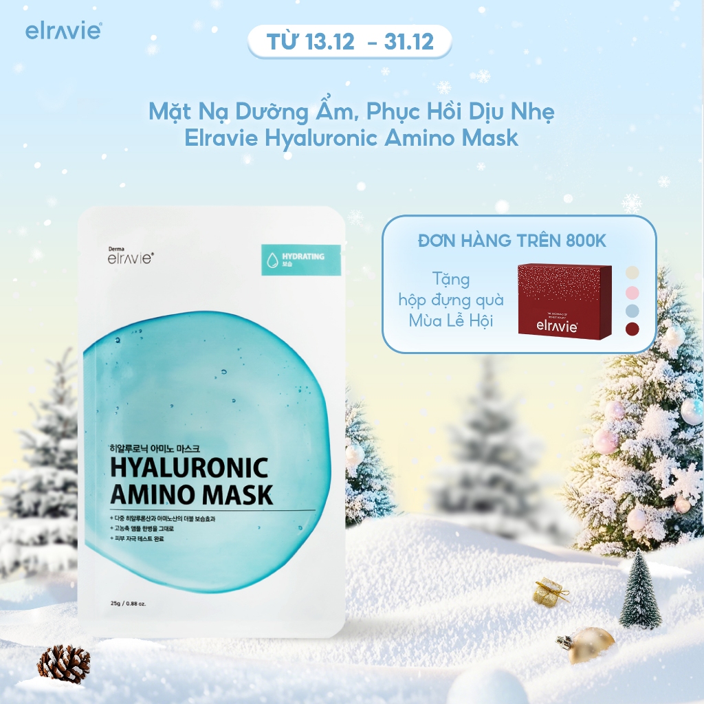 Mặt Nạ Dưỡng Ẩm, Làm Dịu Elravie Hyaluronic Amino Mask Dược Mỹ Phẩm Cao Cấp Hàn Quốc 01 Miếng 25g