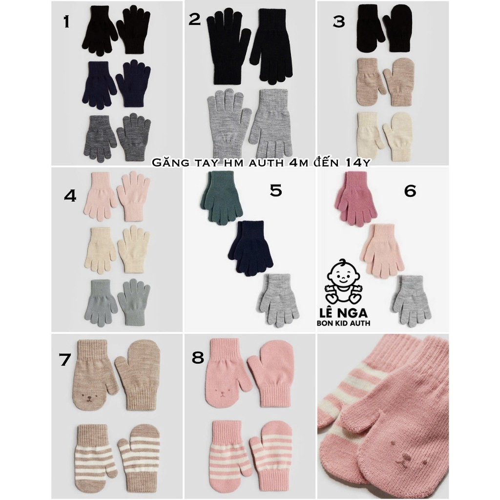 [BONKID] Set 3/ set 2 đôi găng tay cho bé HM UK/ US