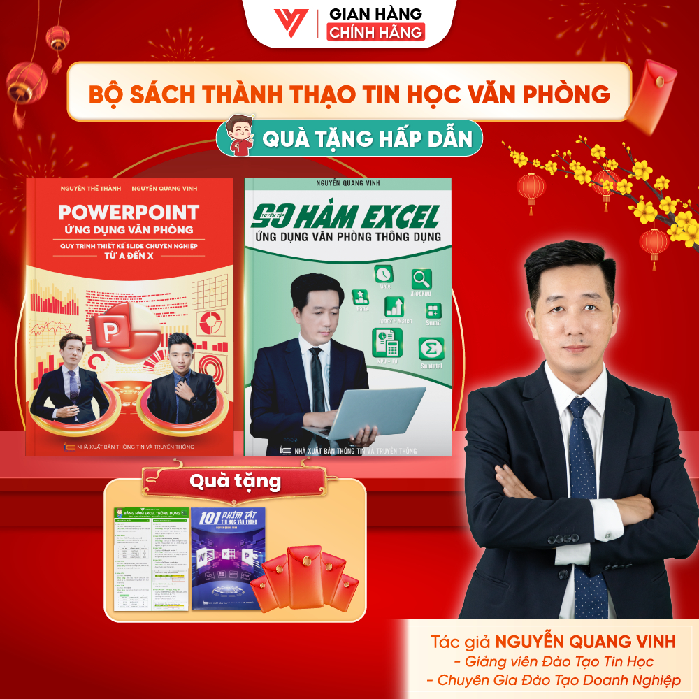 Combo 2 sách Powerpoint và 90 Hàm Excel Ứng Dụng Văn Phòng ĐÀO TẠO TIN HỌC Tặng Kèm Video Khóa Học