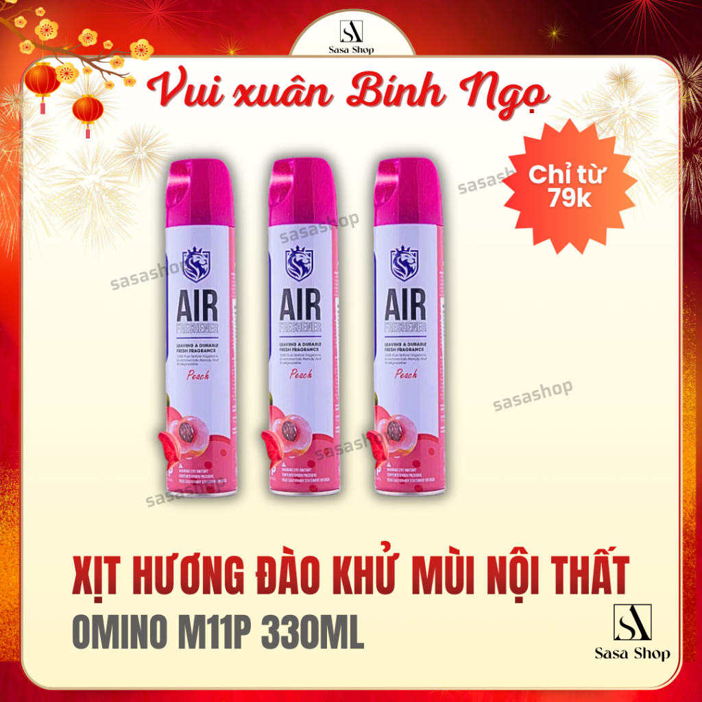 Xịt Hương Đào Khử Mùi Nội Thất Ô Tô OMINO M11P 330ml Chống Say Xe - Chính Hãng Omino Vietnam