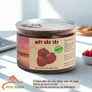 Mứt dâu tây đà lạt MIDIFARM, đồ ăn vặt