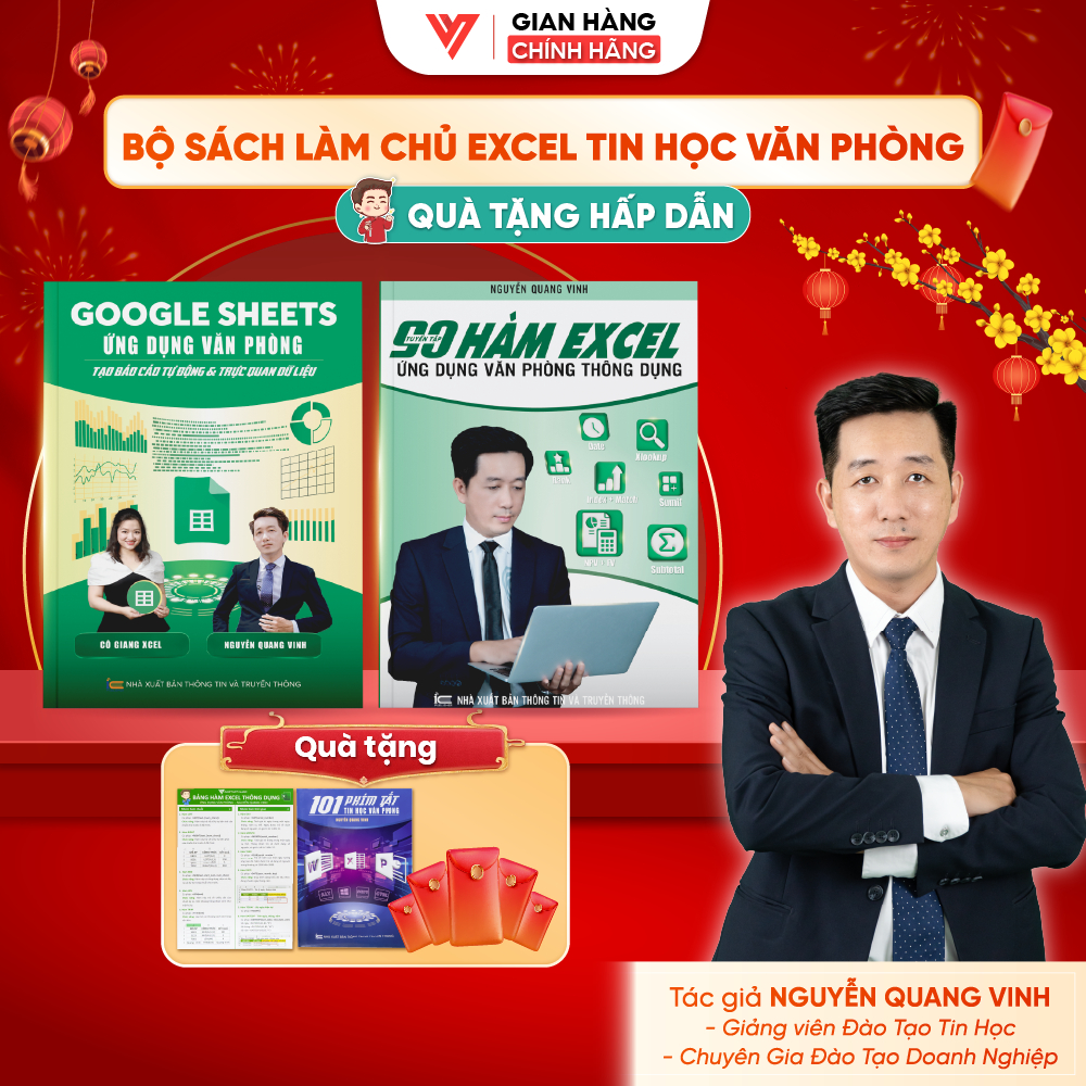 Combo 2 Sách Google Sheet và Tuyển Tập 90 Hàm Excel Thông Dụng Ứng Dụng Văn Phòng ĐÀO TẠO TIN HỌC