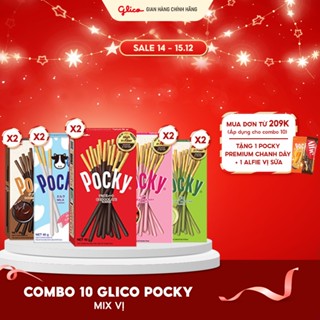  Combo 10 hộp Bánh que Glico Pocky nhiều vị  2 Matcha - 2 Dâu - 2 Socola - 2 Double Choco - 2 Sữa  