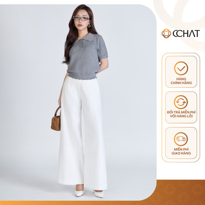 Quần Ống Rộng 𝐂𝐂𝐇𝐀𝐓 Dáng Suông Rộng Bổ Mảnh Chất Liệu Tuytsi Cao Cấp 15QDS2045ST