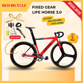   SALE  Xe Đạp Fixed Gear Life Horse 3.0 - Xe Đạp Khung Nhôm Bản Dẹp Có Phanh Vành Trước 3 Đaoo 