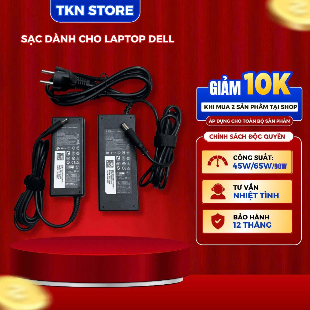 Sạc dành cho Laptop Dell 19.5V- 4.62A 90W / 3.34A 65W / 2.31A 45W - Sạc dell chân to / nhỏ