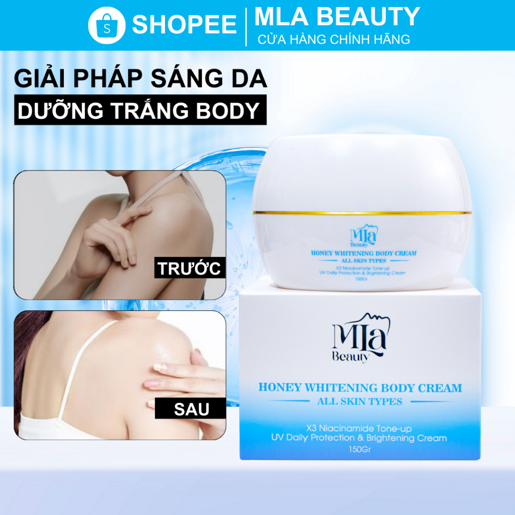 Kem Body Trắng Da Honey Whitening Mla Beauty – Dưỡng Sáng, Cấp Ẩm, Không Bết Rít, 150g