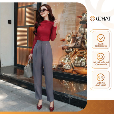 Quần Baggy Nữ 𝐂𝐂𝐇𝐀𝐓 Kiểu Trendy Chất Liệu Tuytsi Cao Cấp 15QDS2066BT